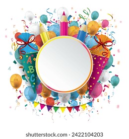 ABC Label Balloons Confetti White Cover. Eps 10 vector file.