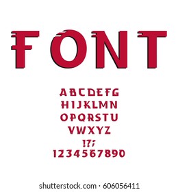 
ABC. Latin.font, letter. Vector stylized red, black font letters on a white board background. ABC Painted letters. Futuristic, Education, calligraphy, geometric print. EPS10