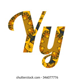 ABC letter with flower mandala in vector