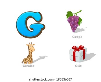 Abc Letter G Funny Kid Icons Stock Vector (Royalty Free) 193336367 ...