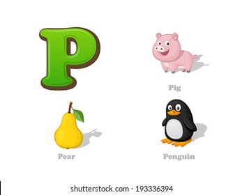 Abc Letter P Funny Kid Icons Stock Vector (Royalty Free) 193336394 ...