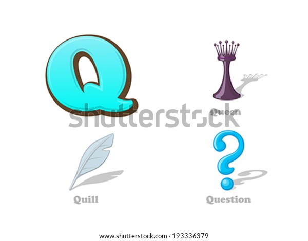 Abc Letter Q Funny Kid Icons Stock Vector (Royalty Free) 193336379