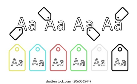Abc letter a vector icon in tag set illustration for ui and ux, website or mobile application