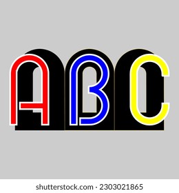 ABC lettering logo on gray background.  Typography.  Initial logo