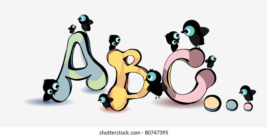abc letters with birds