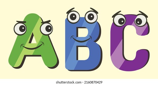 ABC letters Cartoon Vector Illustration. Characters Alphabet Design.