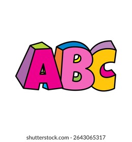 Cartas ABC colorido vetor de design 3D no fundo branco