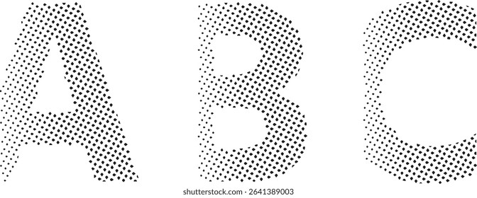 Abc letters halftone dotted pattern design