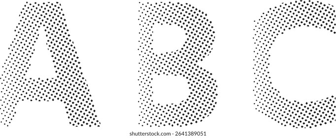 Abc letters halftone dotted pattern design