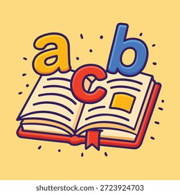 ABC-Buchstaben auf Open Book Cartoon Vector