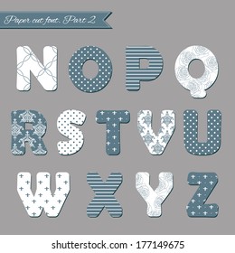 ABC letters paper cut out. Part 2. Can be used for greeting cards, scrapbook or collage design. 