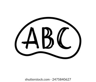 Letras ABC en bocadillo de diálogo. Doodle elemento escolar. De vuelta a la escuela los niños aprenden educación.