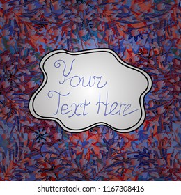 ABC letters square poster. Lettering on blue, white and pink colors. Seamless. Vector illustration. Unique hand drawn latin alphabet with doodle ornament. Cute comic font in boho style.