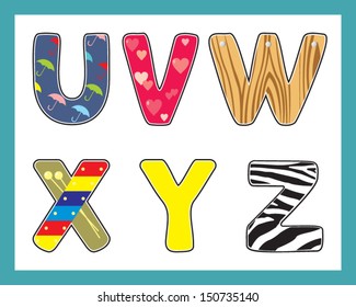 ABC. Letters: U, V, W, X, Y, Z