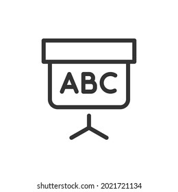 ABC line icon, sign or symbol. Premium pictogram in trendy outline style. ABC pixel perfect vector icon isolated on a white background. 