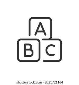 ABC line icon, sign or symbol. Premium pictogram in trendy outline style. ABC pixel perfect vector icon isolated on a white background. 