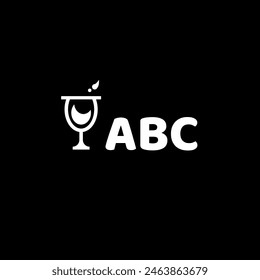 ABC Logo, ABC Letter logo, ABC Logo with wine glass icon. ABC initial logo for business.