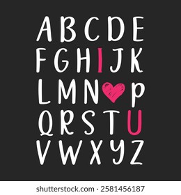 Abc I Love You T-Shirt Design, Posters, Greeting Cards, Textiles, and Sticker Vector Illustration.