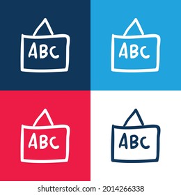 ABC En Whiteboard azul y rojo cuatro colores conjunto de iconos mínimo