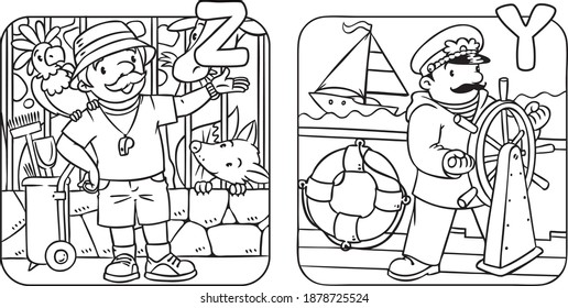 ABC people with professions coloring book set.