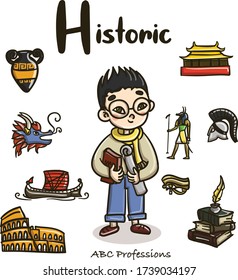 ABC professions alphabet set, Letter H - Historic 