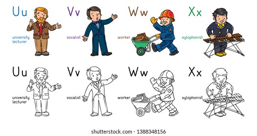 ABC professions coloring book set English alphabet