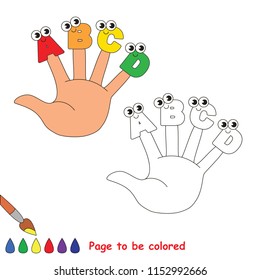 ABC puppet theatre to be colored, the coloring book for preschool kids with easy educational gaming level.