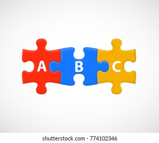 ABC Puzzle Pieces. Business or education steps. Vector illustration