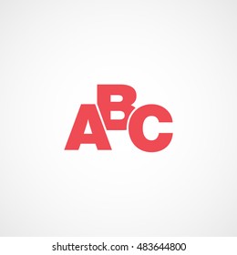 ABC Red Flat Icon On White Background