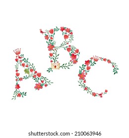ABC royal watercolor font in vector