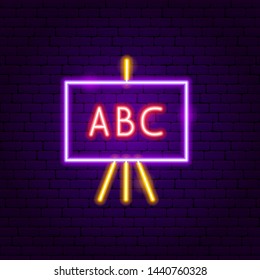 ABC School Board Neon Label. Vector Illustration of Education Promotion.