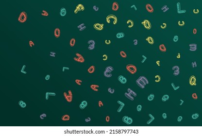Abc School Board Vector Green Background. Letter Drawing Texture. Education Drawn Chalkboard Frame. Sketchy Backdrop.