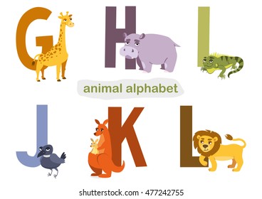 ABC. set of letters and animals for children's learning books. vector