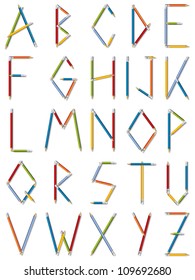 Abc set made out of color pencils