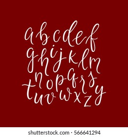 Abc simple clean line lettering. Cute lowercase alphabet. Thin modern calligraphic typeface. Vector illustration.