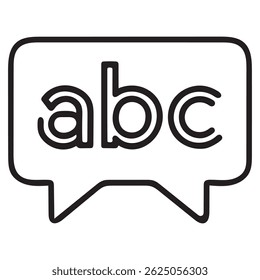 Ícone do Vetor de Bolha de Fala ABC - Símbolo de Bate-papo de Mensagem. Fala, Bolha, Vetor, Ícone, Mensagem, Bate-papo, ABC, Texto, Palavra