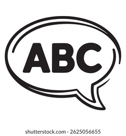 Ícone do Vetor de Bolha de Fala ABC - Símbolo de Bate-papo de Mensagem. Fala, Bolha, Vetor, Ícone, Mensagem, Bate-papo, ABC, Texto, Palavra