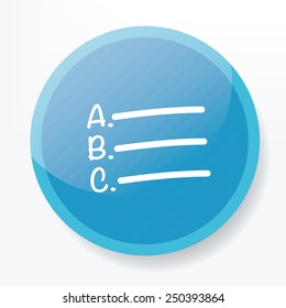 A,b,c symbol design on blue button,clean vector
