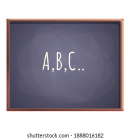 Abc text on chalkboard icon. Cartoon of chalkboard with abc text vector icon for web design isolated on white background