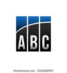 ABC three bars business logo template black blue	