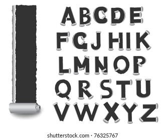 ABC from torn paper. space for your message. vector illustration
