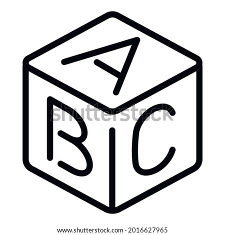 Abc toy cube icon. Outline abc toy cube vector icon for web design isolated on white background