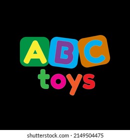 ABC toys kids logo vector design, funny colorful font, letter and symbol