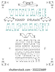 ABC. Vector Alphabet. Hand drawn decorative vintage letters
