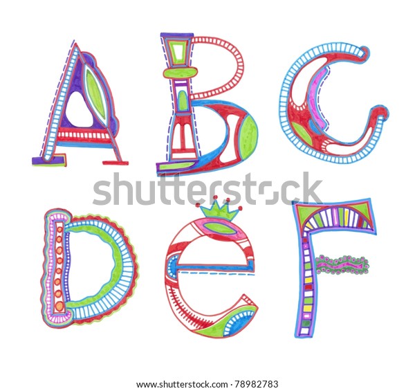 Abc Vector Font Sketchy Alphabet Design: vetor stock (livre de direitos ...