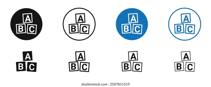 Abc vector icon in black and blue colors