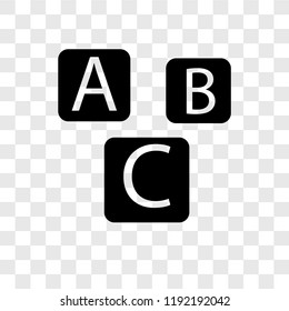Abc vector icon isolated on transparent background, Abc transparency logo concept