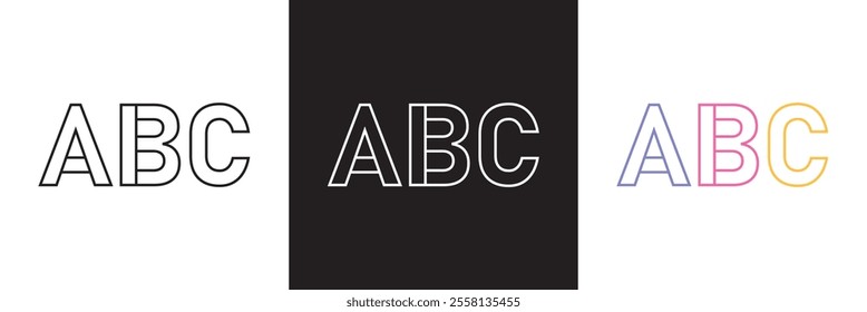ABC vector icon in outline style. Isolated on white and black background. EPS 10