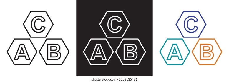 ABC vector icon in outline style. Isolated on white and black background. EPS 10