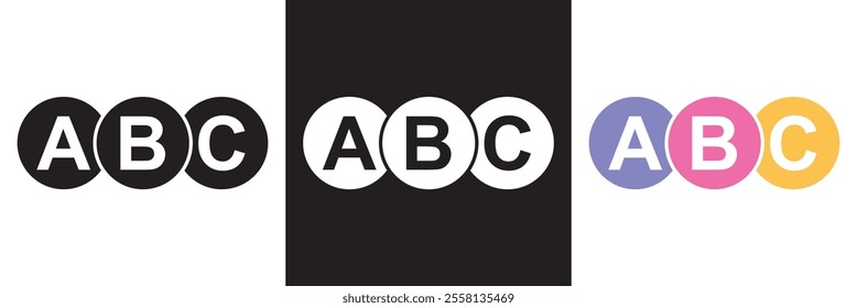 ABC vector icon in outline style. Isolated on white and black background. EPS 10